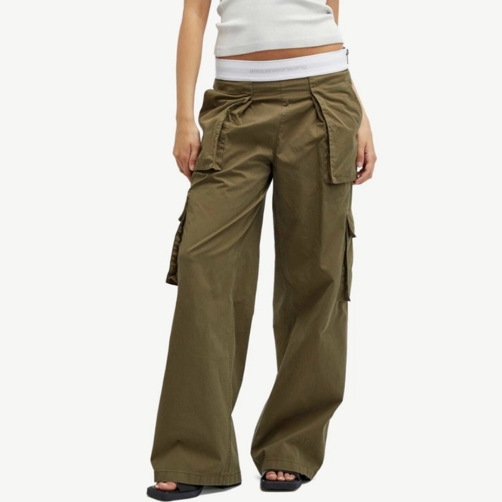 Alexander Wang Mid Rise Olive Green Cargo Rave Pants Size M